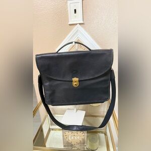 Longchamp Black Leather Messenger Bag